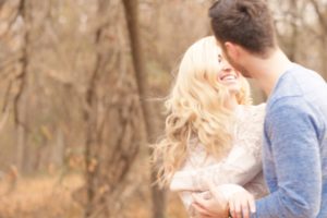 Cozy Autumn Engagement Session at Rockburn Branch Park in Elkridge, MD. A loving couples meets in a joyful embrace