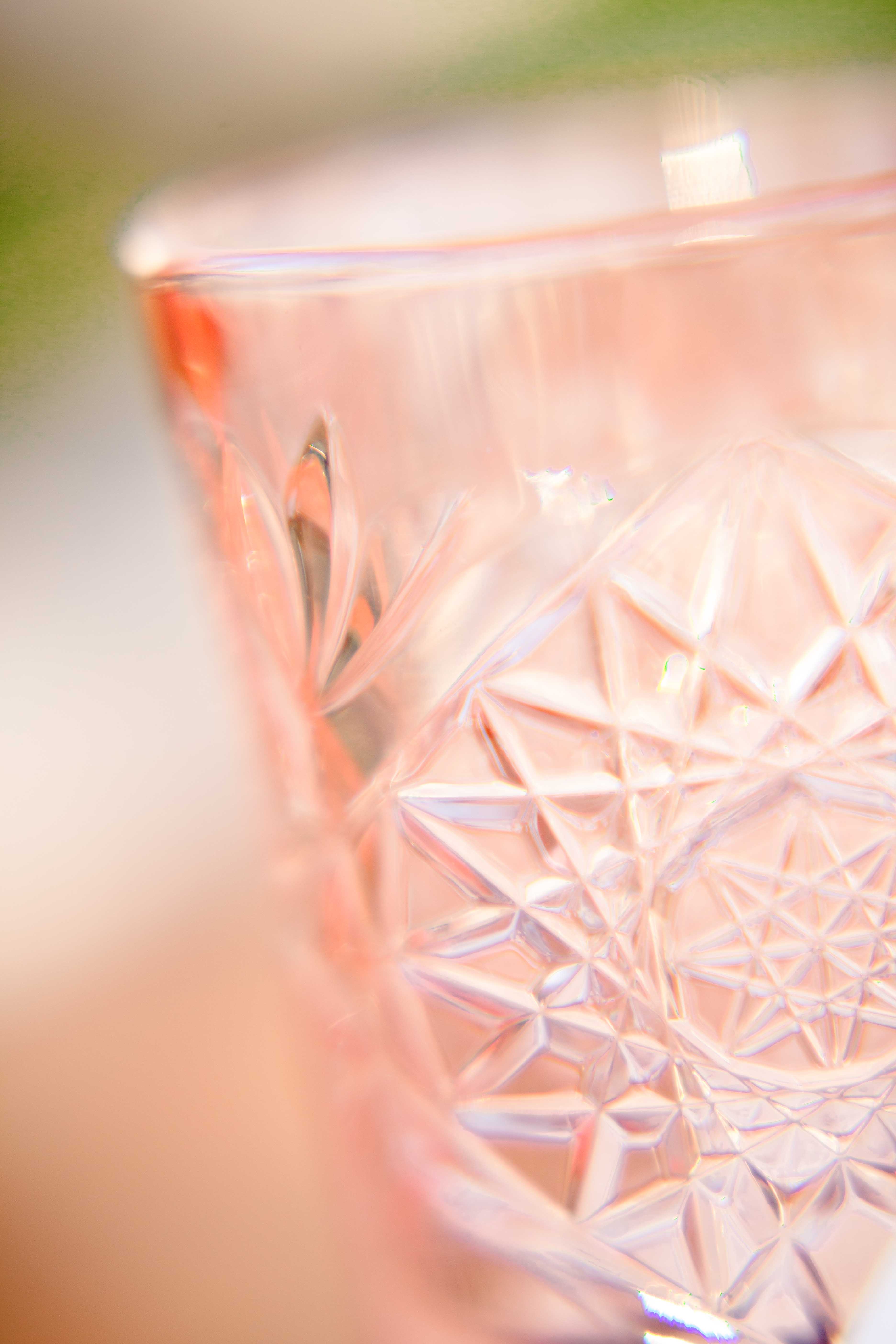 A pink crystal glass for a styled shoot styled by Atwater Lane