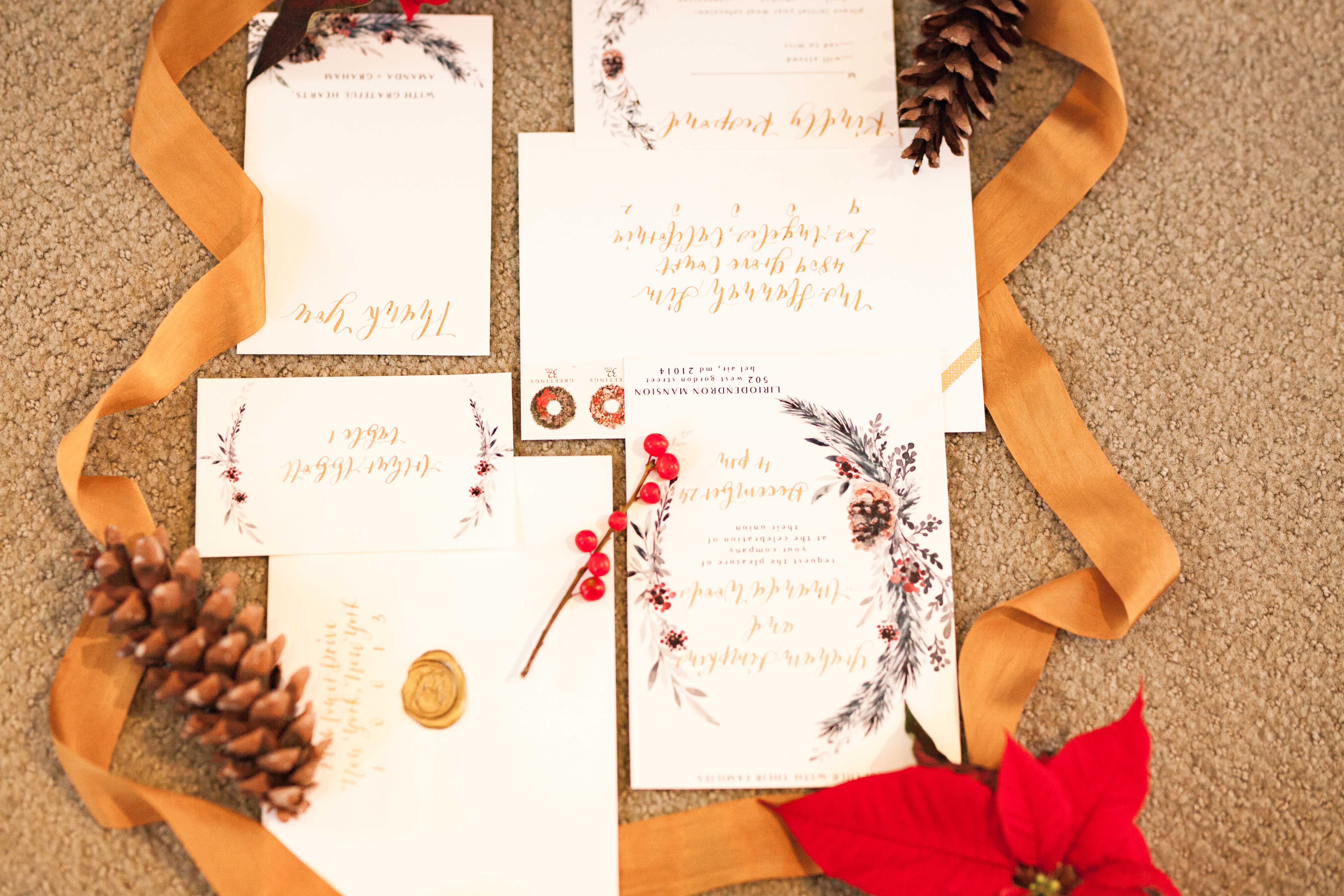 An invitation suite designed by Peach& Paperie for a styled shoot styled by Atwater Lane