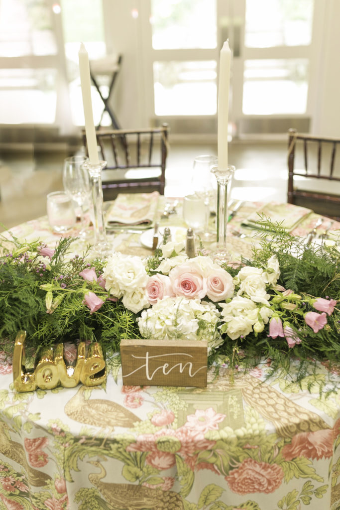 Reception Details of Sweetheart table for a summer garden wedding Airlie in Warrenton Virginia