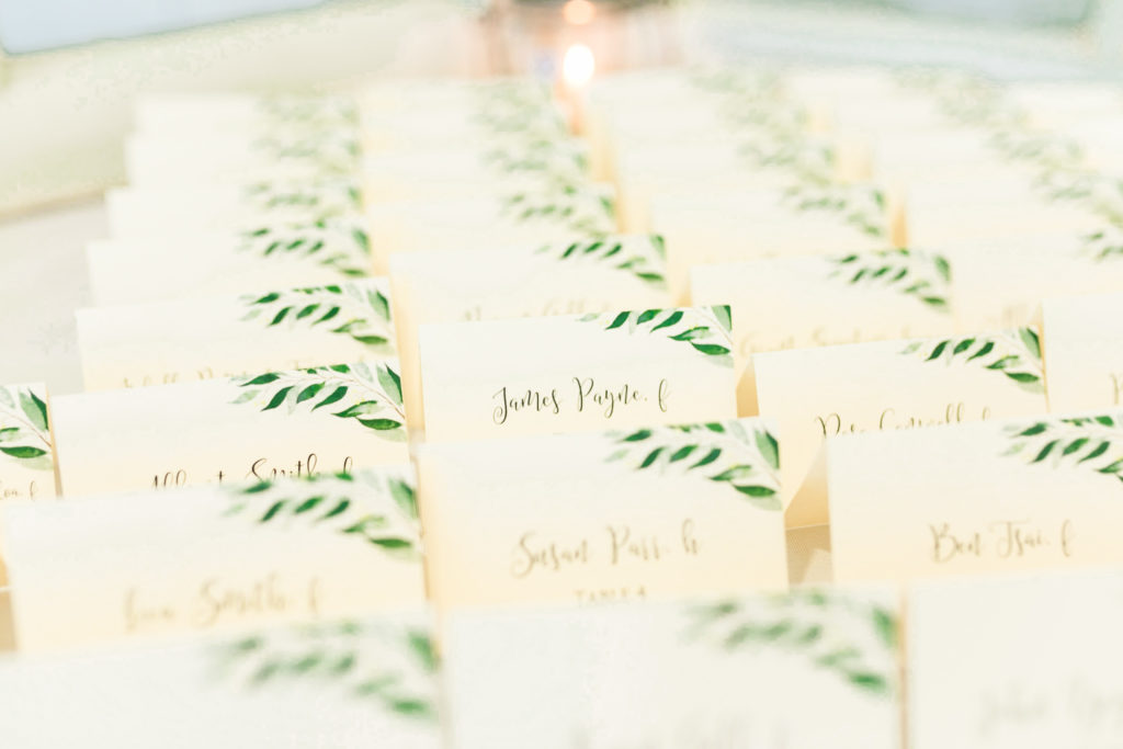 Reception Details of Place cards for a summer garden wedding Airlie in Warrenton Virginia