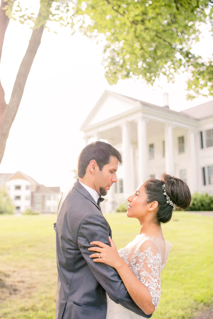 romantic portraits of the bride and groom for a summer Frederick Maryland Wedding at Prospect Hall Mansion 