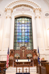 US Naval Wedding in Annapolis Maryland in August for a 1920's themed wedding. Ceremony Details in USNA Chapel