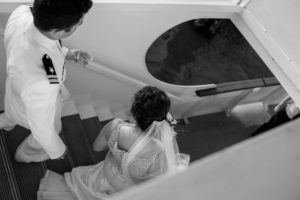 Yacht Wedding in Annapolis Maryland in August for a 1920's themed wedding. Romantic portraits