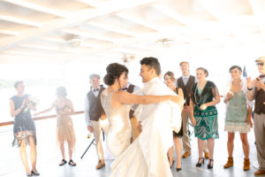 Yacht Wedding in Annapolis Maryland in August for a 1920's themed wedding. First Dance