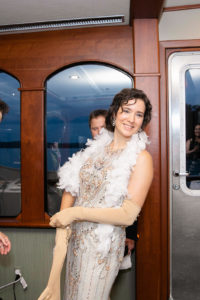 Yacht Wedding in Annapolis Maryland in August for a 1920's themed wedding. Brides reception dress